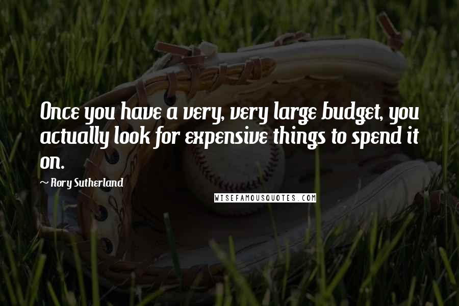 Rory Sutherland Quotes: Once you have a very, very large budget, you actually look for expensive things to spend it on.