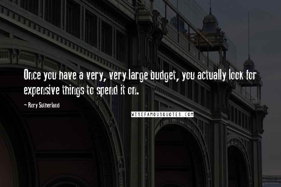 Rory Sutherland Quotes: Once you have a very, very large budget, you actually look for expensive things to spend it on.