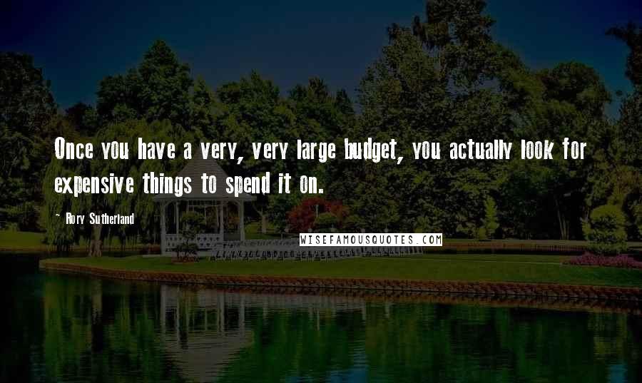 Rory Sutherland Quotes: Once you have a very, very large budget, you actually look for expensive things to spend it on.