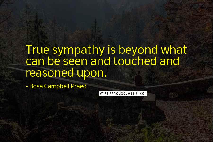 Rosa Campbell Praed Quotes: True sympathy is beyond what can be seen and touched and reasoned upon.