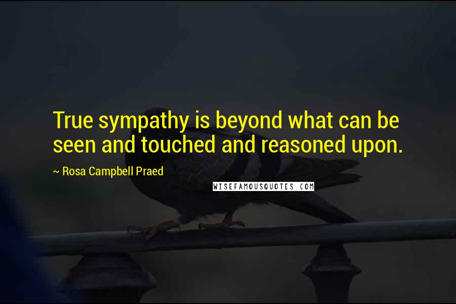 Rosa Campbell Praed Quotes: True sympathy is beyond what can be seen and touched and reasoned upon.