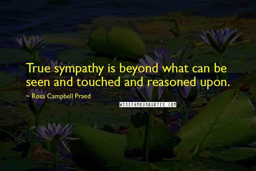 Rosa Campbell Praed Quotes: True sympathy is beyond what can be seen and touched and reasoned upon.