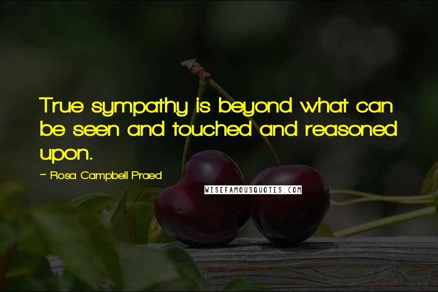 Rosa Campbell Praed Quotes: True sympathy is beyond what can be seen and touched and reasoned upon.