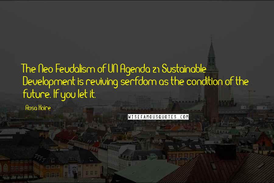 Rosa Koire Quotes: The Neo-Feudalism of UN Agenda 21/Sustainable Development is reviving serfdom as the condition of the future. If you let it.