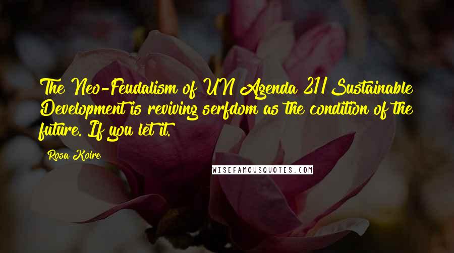Rosa Koire Quotes: The Neo-Feudalism of UN Agenda 21/Sustainable Development is reviving serfdom as the condition of the future. If you let it.