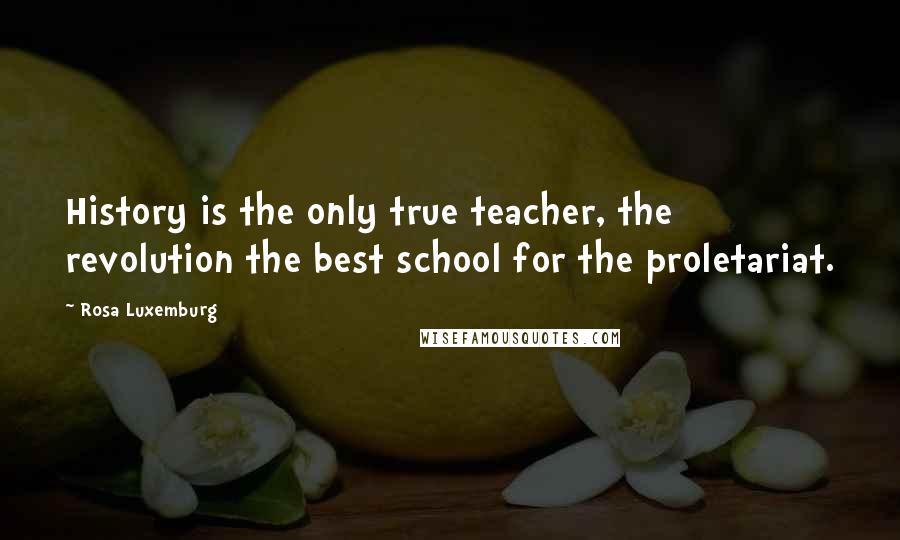 Rosa Luxemburg Quotes: History is the only true teacher, the revolution the best school for the proletariat.