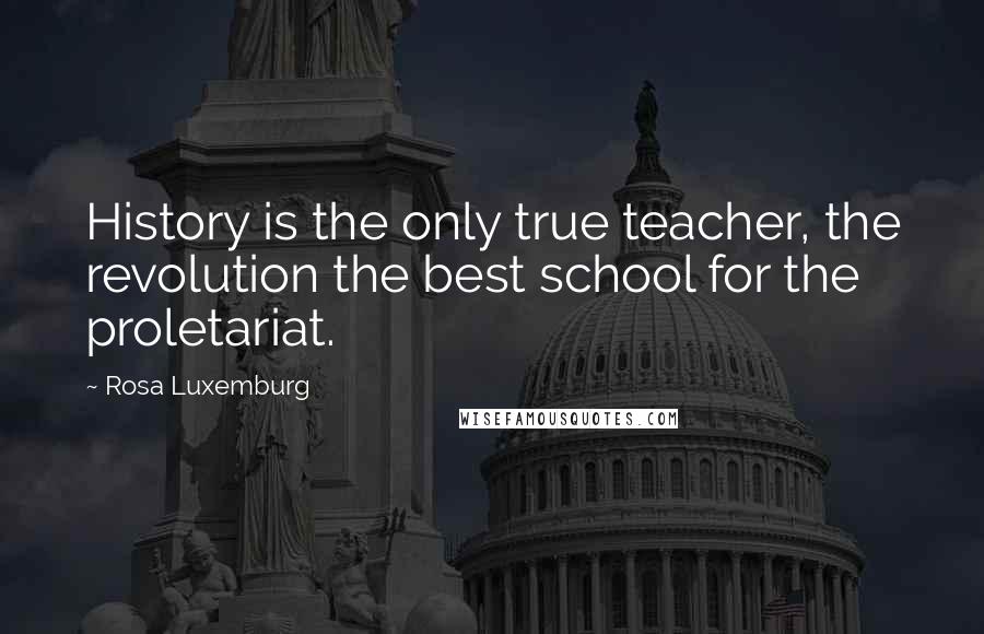 Rosa Luxemburg Quotes: History is the only true teacher, the revolution the best school for the proletariat.