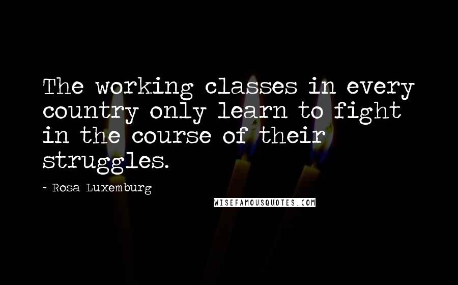 Rosa Luxemburg Quotes: The working classes in every country only learn to fight in the course of their struggles.