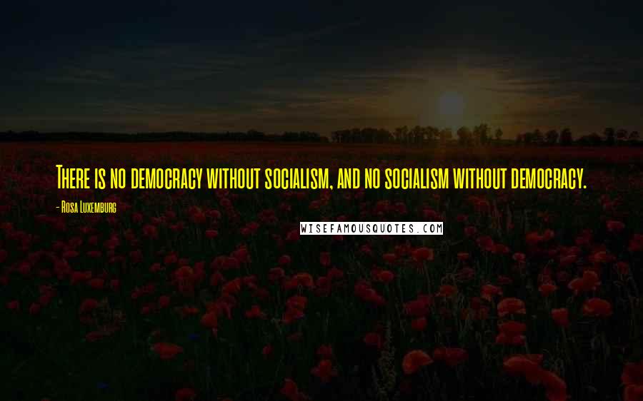 Rosa Luxemburg Quotes: There is no democracy without socialism, and no socialism without democracy.