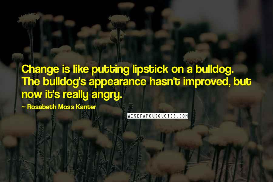 Rosabeth Moss Kanter Quotes: Change is like putting lipstick on a bulldog. The bulldog's appearance hasn't improved, but now it's really angry.