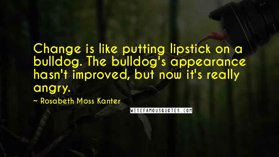 Rosabeth Moss Kanter Quotes: Change is like putting lipstick on a bulldog. The bulldog's appearance hasn't improved, but now it's really angry.