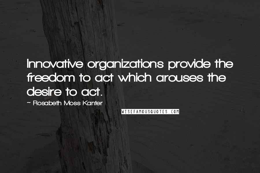Rosabeth Moss Kanter Quotes: Innovative organizations provide the freedom to act which arouses the desire to act.