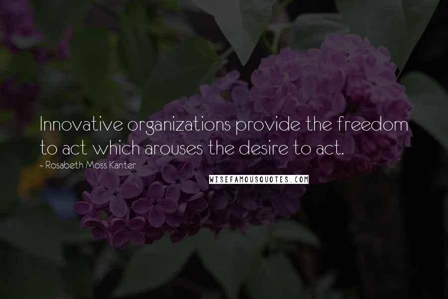 Rosabeth Moss Kanter Quotes: Innovative organizations provide the freedom to act which arouses the desire to act.