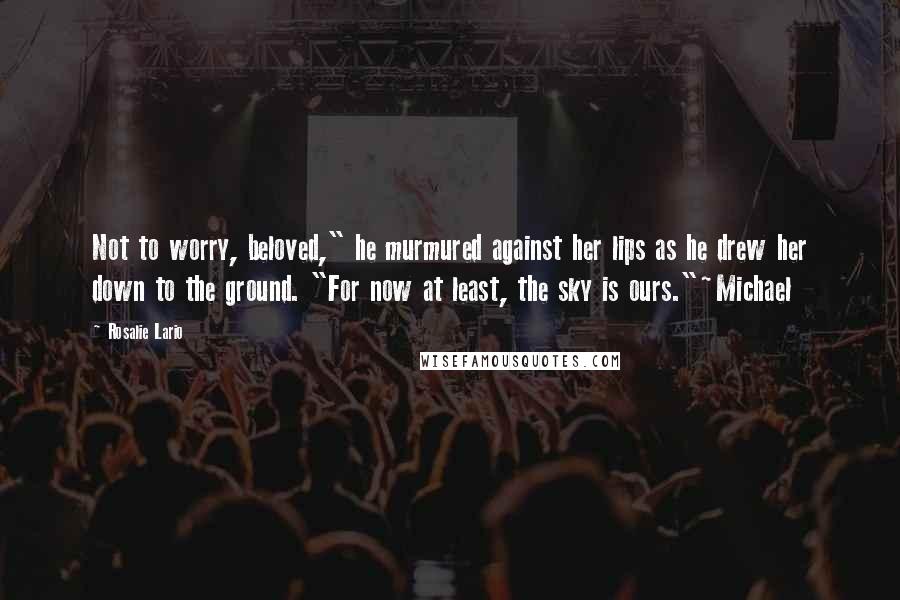 Rosalie Lario Quotes: Not to worry, beloved," he murmured against her lips as he drew her down to the ground. "For now at least, the sky is ours."~Michael