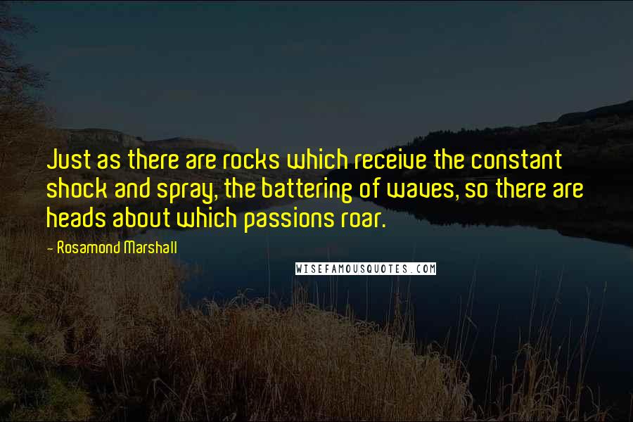 Rosamond Marshall Quotes: Just as there are rocks which receive the constant shock and spray, the battering of waves, so there are heads about which passions roar.