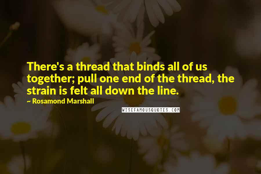 Rosamond Marshall Quotes: There's a thread that binds all of us together; pull one end of the thread, the strain is felt all down the line.