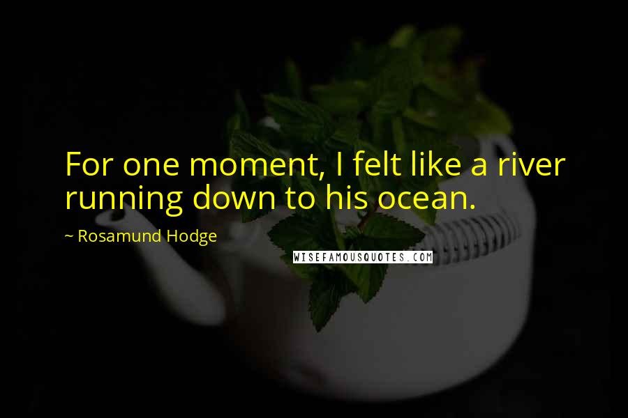 Rosamund Hodge Quotes: For one moment, I felt like a river running down to his ocean.