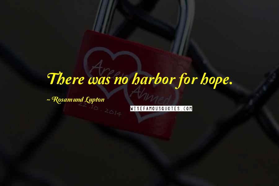 Rosamund Lupton Quotes: There was no harbor for hope.