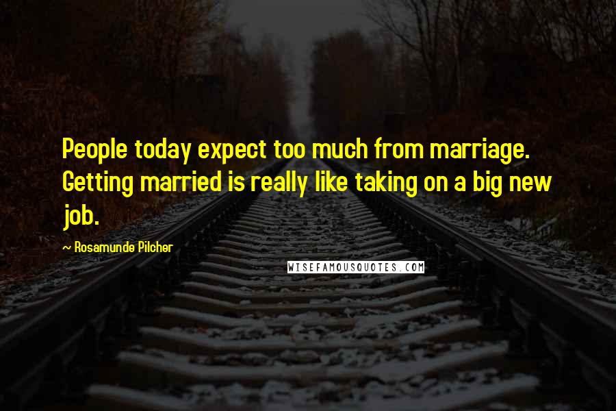 Rosamunde Pilcher Quotes: People today expect too much from marriage. Getting married is really like taking on a big new job.