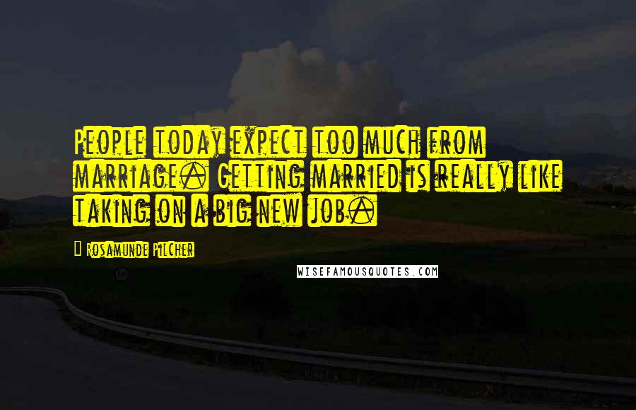 Rosamunde Pilcher Quotes: People today expect too much from marriage. Getting married is really like taking on a big new job.