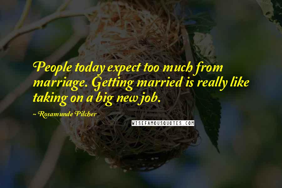 Rosamunde Pilcher Quotes: People today expect too much from marriage. Getting married is really like taking on a big new job.