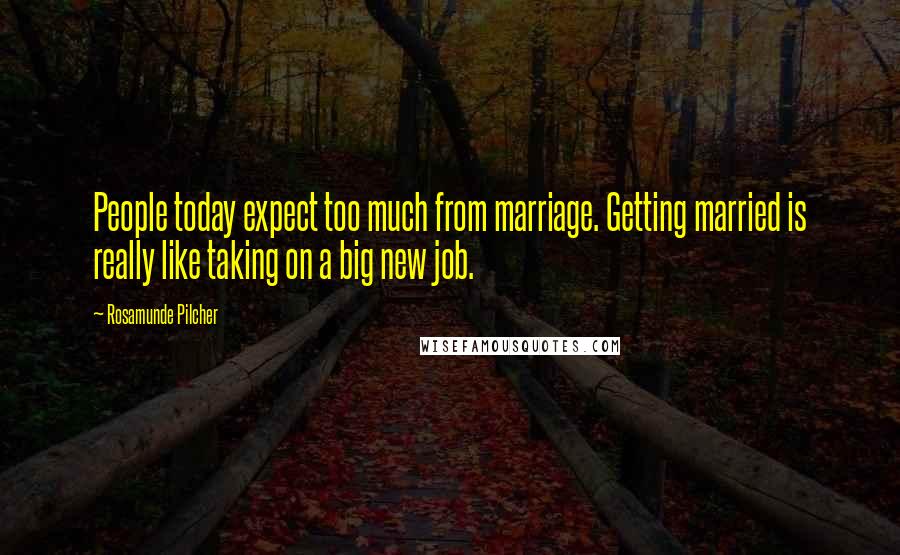 Rosamunde Pilcher Quotes: People today expect too much from marriage. Getting married is really like taking on a big new job.