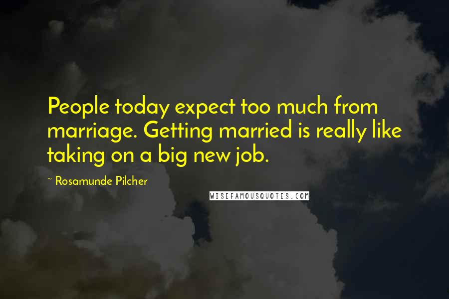 Rosamunde Pilcher Quotes: People today expect too much from marriage. Getting married is really like taking on a big new job.