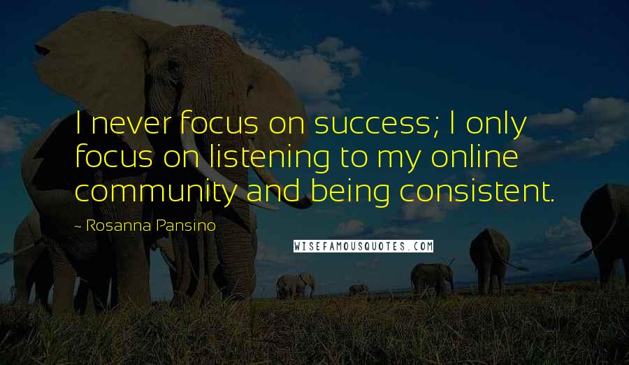 Rosanna Pansino Quotes: I never focus on success; I only focus on listening to my online community and being consistent.