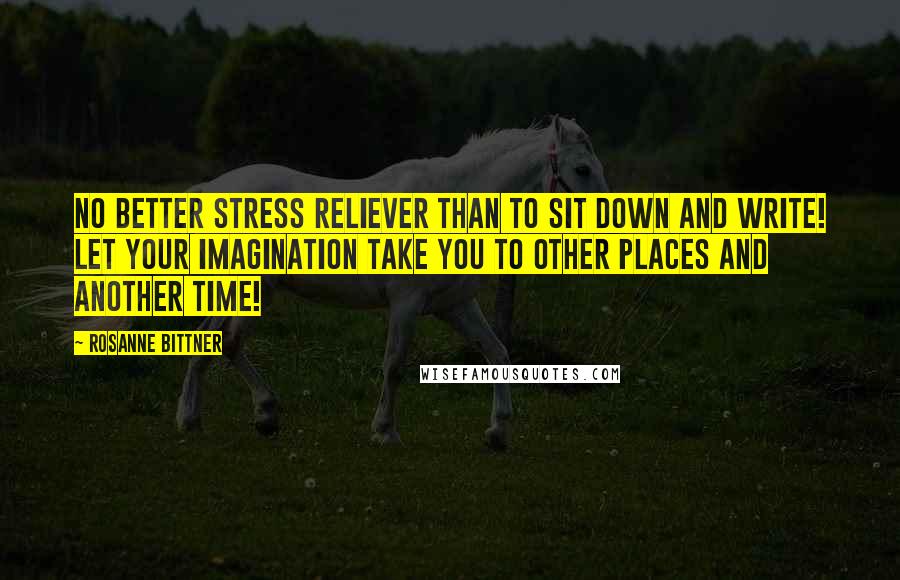 Rosanne Bittner Quotes: No better stress reliever than to sit down and write! Let your imagination take you to other places and another time!