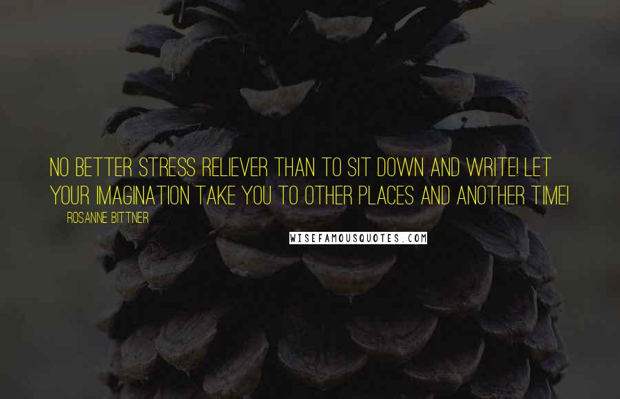 Rosanne Bittner Quotes: No better stress reliever than to sit down and write! Let your imagination take you to other places and another time!