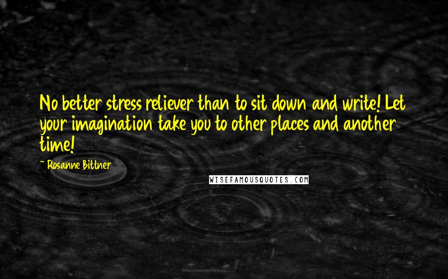 Rosanne Bittner Quotes: No better stress reliever than to sit down and write! Let your imagination take you to other places and another time!