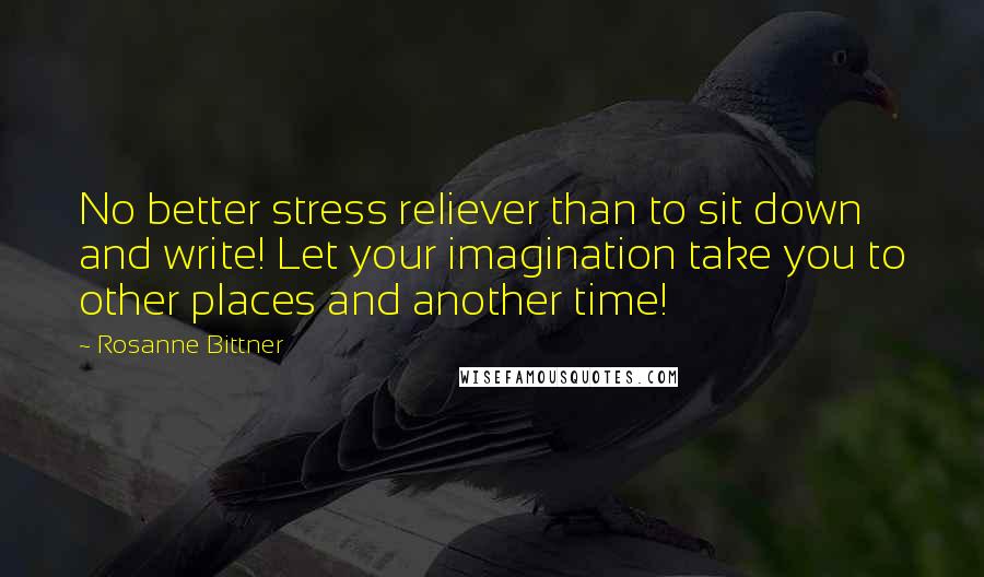 Rosanne Bittner Quotes: No better stress reliever than to sit down and write! Let your imagination take you to other places and another time!