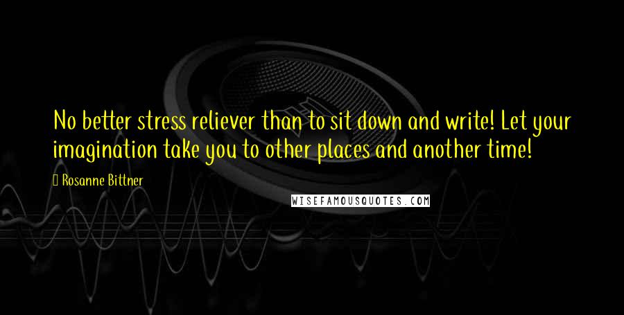 Rosanne Bittner Quotes: No better stress reliever than to sit down and write! Let your imagination take you to other places and another time!