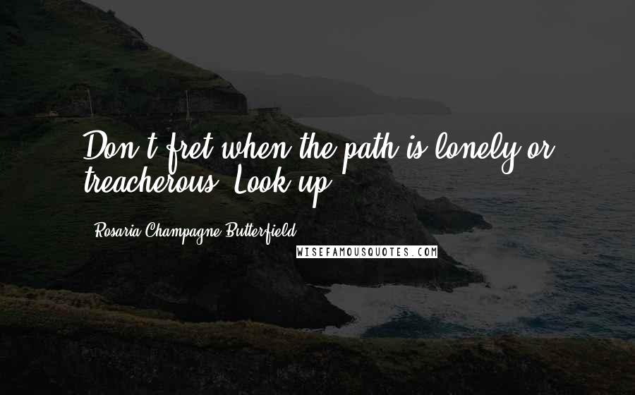 Rosaria Champagne Butterfield Quotes: Don't fret when the path is lonely or treacherous. Look up.