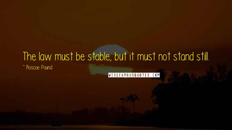 Roscoe Pound Quotes: The law must be stable, but it must not stand still.