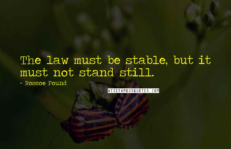 Roscoe Pound Quotes: The law must be stable, but it must not stand still.