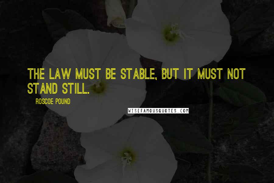 Roscoe Pound Quotes: The law must be stable, but it must not stand still.