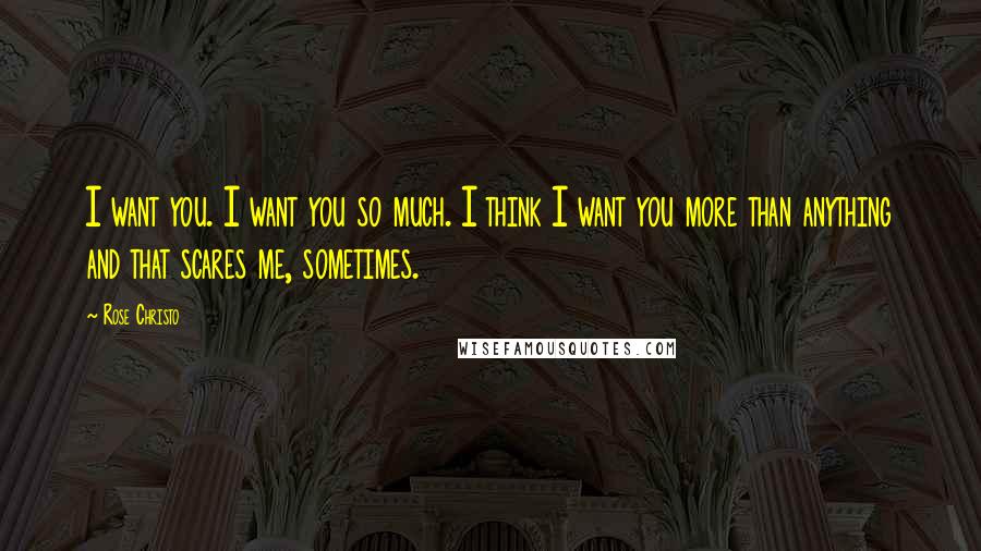 Rose Christo Quotes: I want you. I want you so much. I think I want you more than anything and that scares me, sometimes.