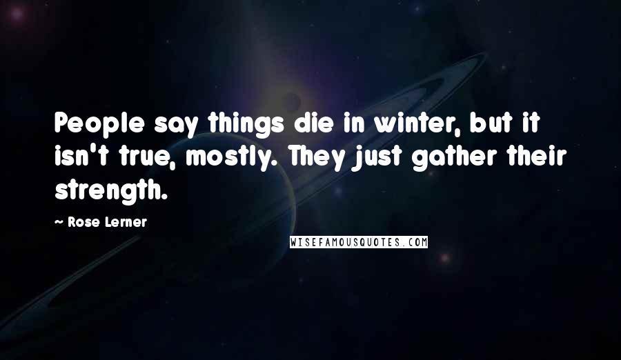 Rose Lerner Quotes: People say things die in winter, but it isn't true, mostly. They just gather their strength.