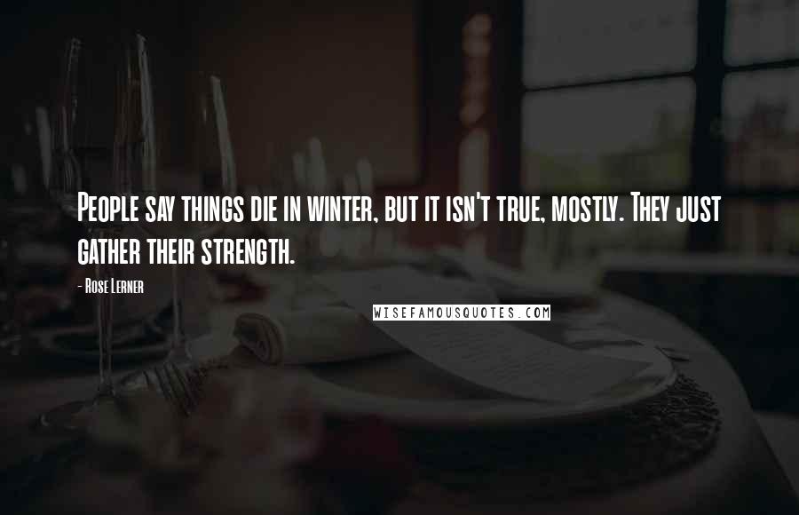 Rose Lerner Quotes: People say things die in winter, but it isn't true, mostly. They just gather their strength.