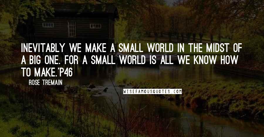 Rose Tremain Quotes: Inevitably we make a small world in the midst of a big one. For a small world is all we know how to make.'p46