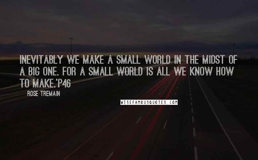 Rose Tremain Quotes: Inevitably we make a small world in the midst of a big one. For a small world is all we know how to make.'p46