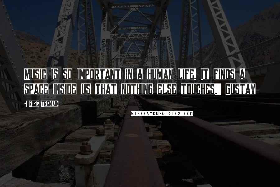 Rose Tremain Quotes: Music is so important in a human life. It finds a space inside us that nothing else touches.' Gustav
