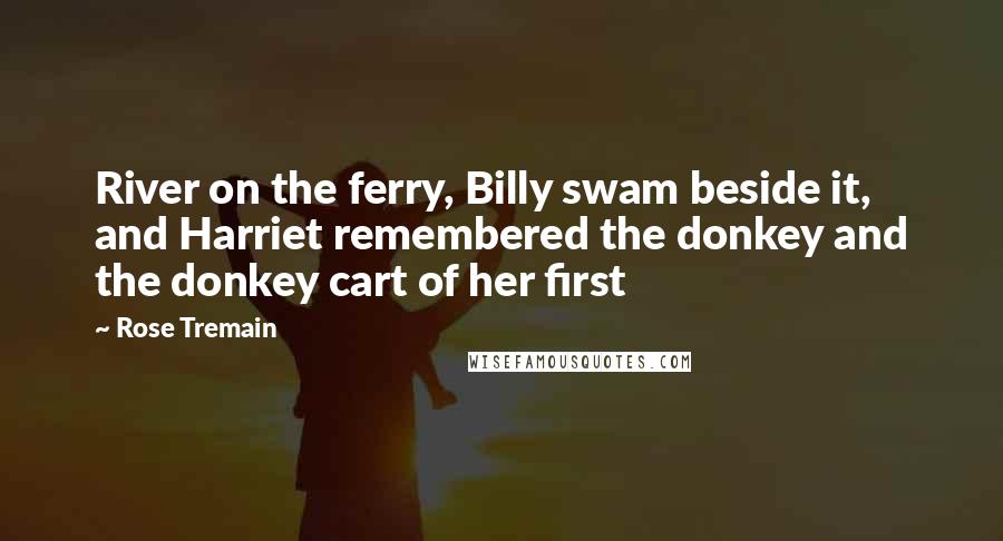 Rose Tremain Quotes: River on the ferry, Billy swam beside it, and Harriet remembered the donkey and the donkey cart of her first