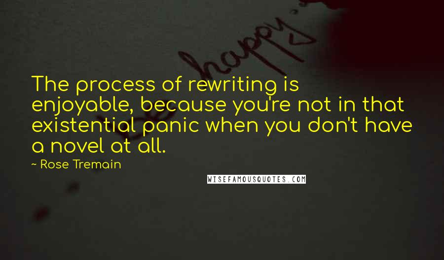 Rose Tremain Quotes: The process of rewriting is enjoyable, because you're not in that existential panic when you don't have a novel at all.