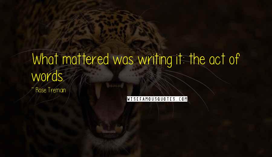 Rose Tremain Quotes: What mattered was writing it: the act of words.