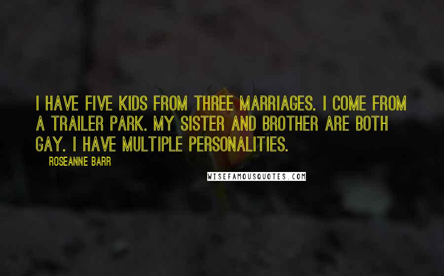 Roseanne Barr Quotes: I have five kids from three marriages. I come from a trailer park. My sister and brother are both gay. I have multiple personalities.