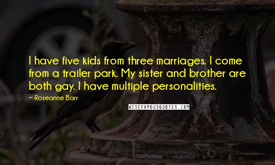 Roseanne Barr Quotes: I have five kids from three marriages. I come from a trailer park. My sister and brother are both gay. I have multiple personalities.
