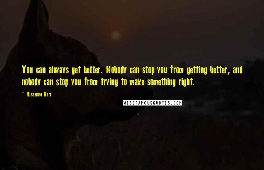 Roseanne Barr Quotes: You can always get better. Nobody can stop you from getting better, and nobody can stop you from trying to make something right.