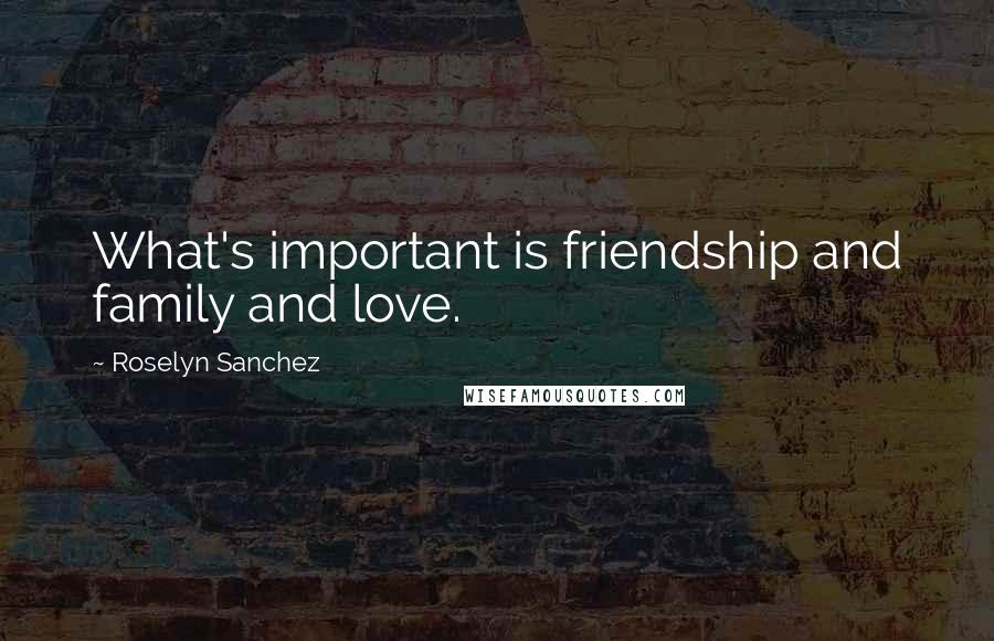 Roselyn Sanchez Quotes: What's important is friendship and family and love.